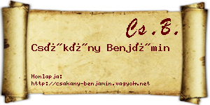 Csákány Benjámin névjegykártya