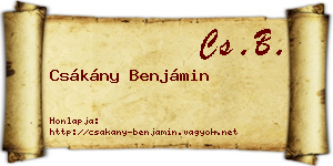Csákány Benjámin névjegykártya